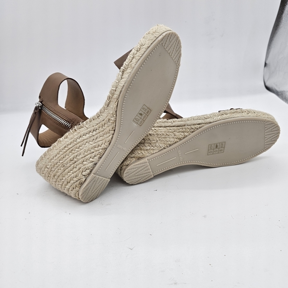 NEW Dolce Vita Gisele Caramel Leather Espadrille Wedge Sandal Shoes Size 9.5 - Picture 9 of 12